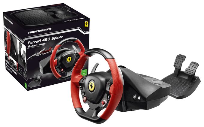 Lenkrad + Pedale für Xbox One  Ferrari 458 Spider Racing Wheel (Schwarz, Rot) 