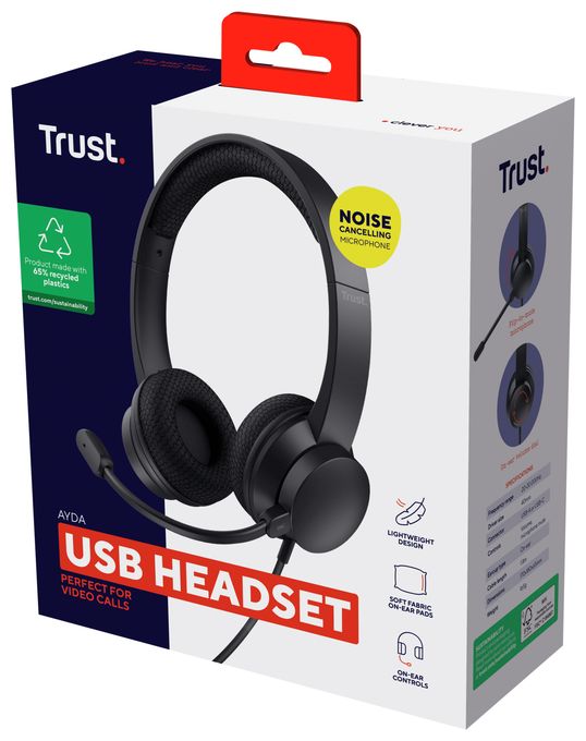 Ohraufliegender Kopfhörer Kabelgebunden USB Typ-A  Ayda (Schwarz) 