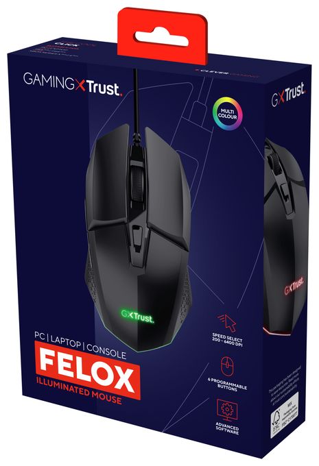 6400 DPI Gaming Maus Optisch  GXT109 Felox (Schwarz) 