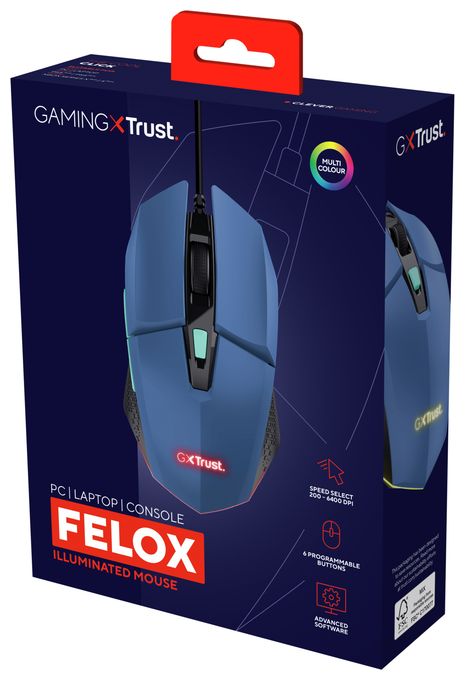 6400 DPI Gaming Maus  GXT109B FELOX (Blau) 