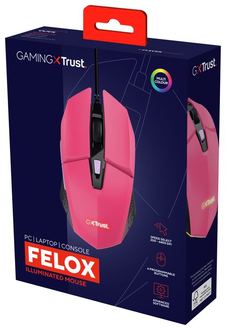 6400 DPI Gaming Maus  GXT109P FELOX (Pink) 