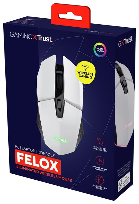 4800 DPI Gaming Maus Optisch  GXT110 Felox (Weiß) 
