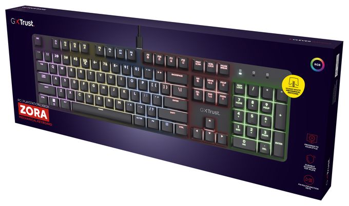 RGB-LED Gaming Tastatur USB  GXT871 Zora (Schwarz) 
