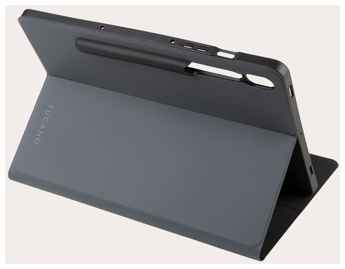 Folio aus Nylon, Thermoplastische Polyurethane (TPU) für Samsung Galaxy Tab S9+ (12,4") 2023, Tab S9 FE+ (12,4") 2023 bis 31,5 cm (12.4") Kratzresistent mit Magnetverschluss (Grau) Gala 