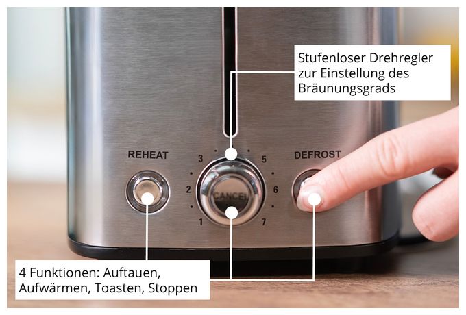 Toaster 1400 W 4 Scheibe(n) 7 Stufen  38266 Tom (Edelstahl) 