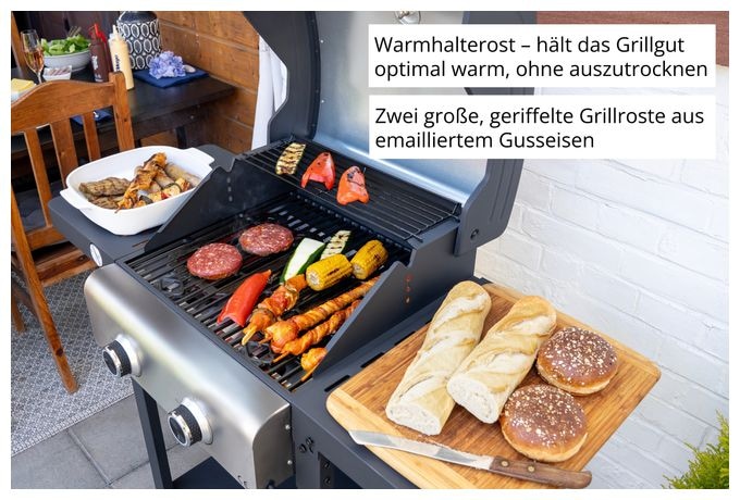 2600 W  58595 Barbecue Grill-Wagen Buddy (Schwarz, Edelstahl) 