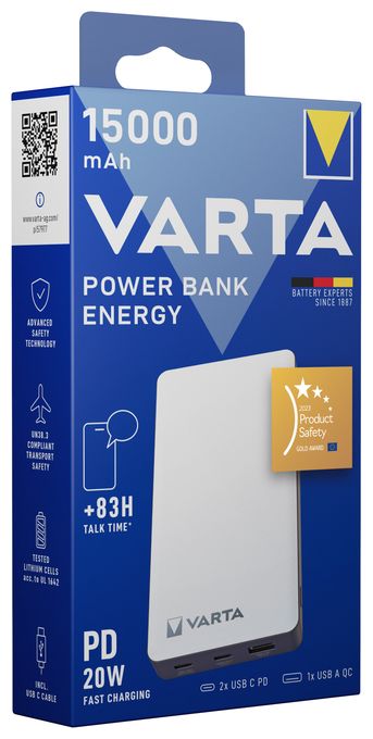 15000 mAh Powerbank USB Typ-C  Energy (Schwarz, Weiß) 