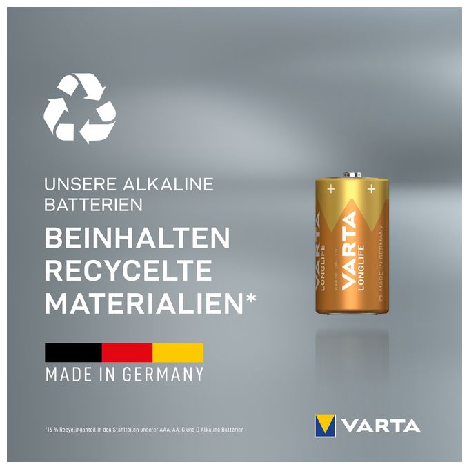 C Alkali 1,5 V 2 Stück  Longlife Batterie (Gelb) 
