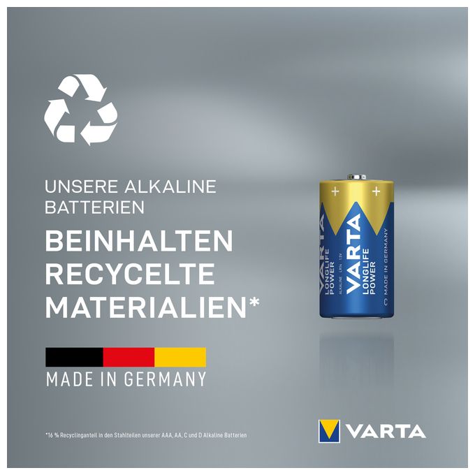 C Alkali 1,5 V 2 Stück  Longlife Power Batterie (Blau/Gelb) 