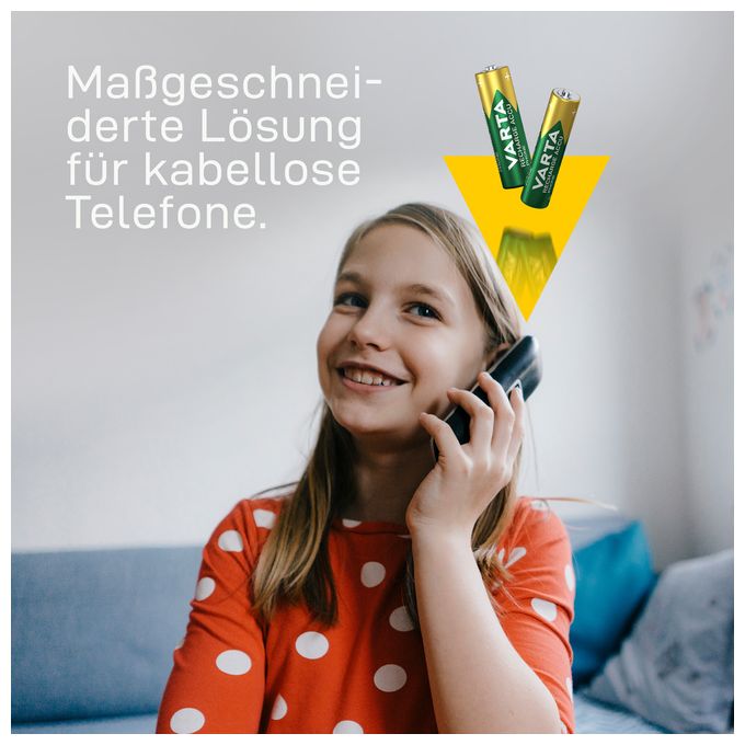 RECHARGE ACCU Phone. Vorgeladener AAA Micro NiMH Akku (4er Pack, 800mAh) - Ideal für schnurlose Telefone - Wiederaufladbar ohne Memory-Effekt. 
