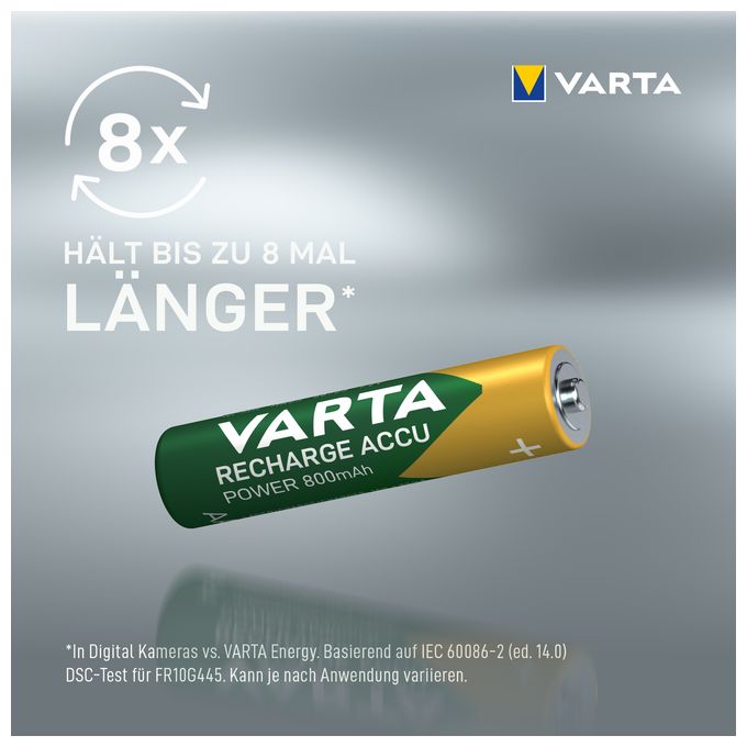 Recharge Accu Power AAA 800 mAh 4er Pack (vorgeladener NiMH-Akku, Micro, wiederaufladbarer Akku, gebrauchsfertig) 