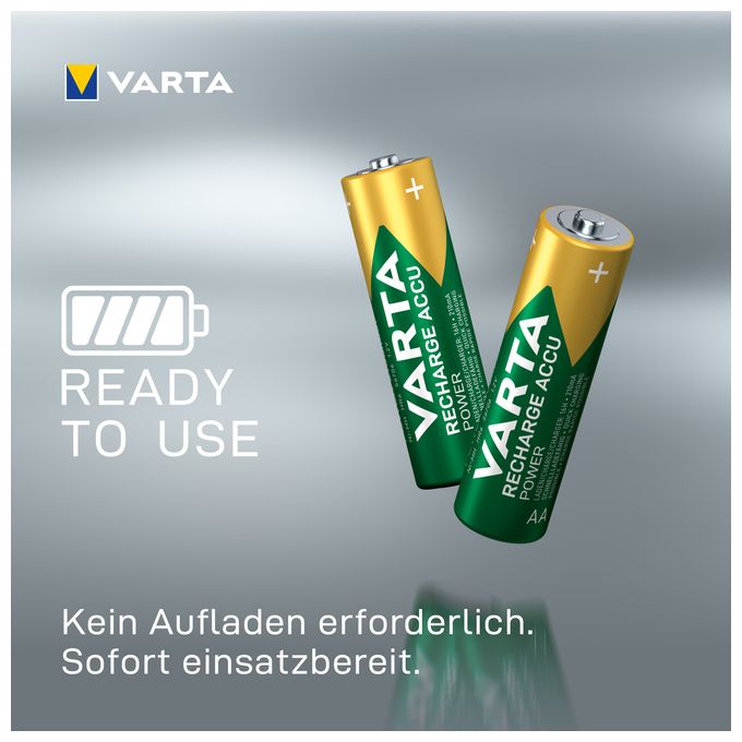 Recharge Accu Power AA 2100 mAh 4er Pack (vorgeladener NiMH-Akku, Micro, wiederaufladbarer Akku, gebrauchsfertig) 