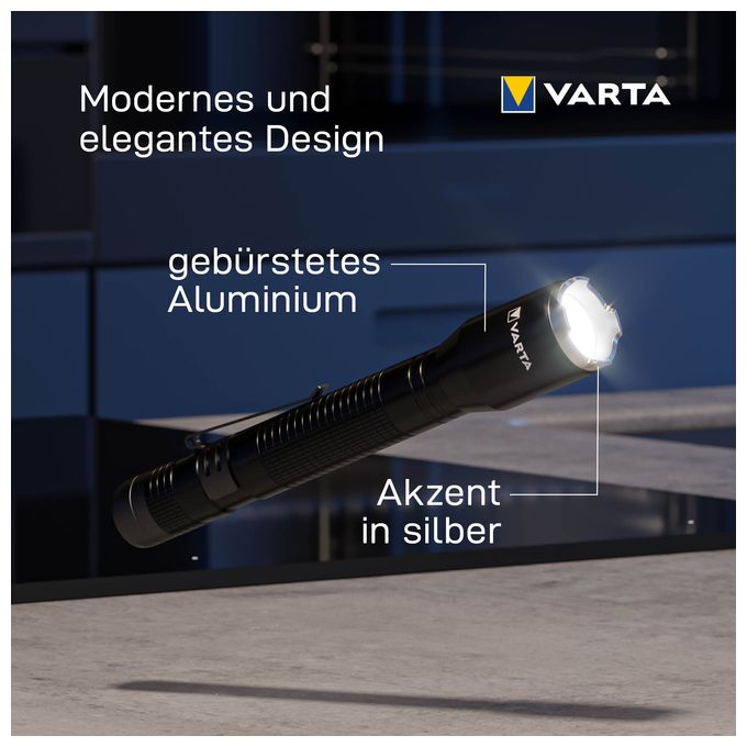 Taschenlampe LED inkl. 2x AA Batterien, Aluminium Light F20 Pro Leuchte, Lampe mit drei Leuchtmodi, Taschenleuchte mit Aluminiumgehäuse, texturiertem Griff, stoßfest 