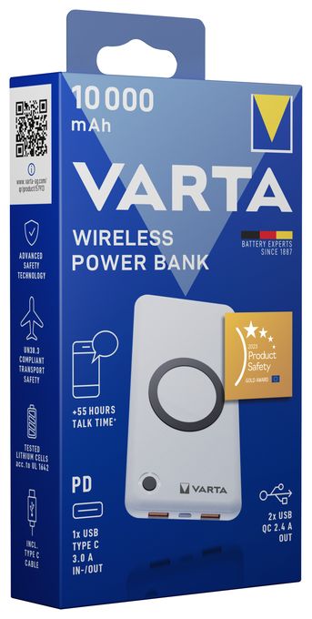 10000 mAh Powerbank USB Typ-C Kabelloses Laden  Wireless (Weiß) 