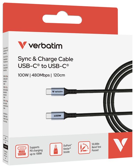 0,48 Gbit/s Stecker Rundkabel USB C auf USB C bis 100 W 1,2 m  31846 (Schwarz) 