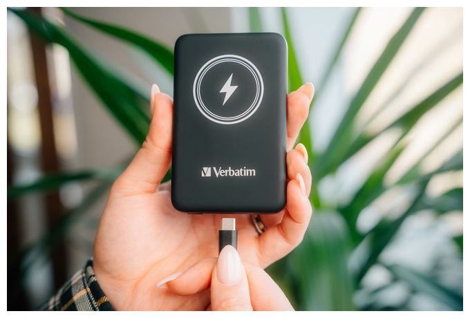 5000 mAh Powerbank USB Typ-C Kabelloses Laden  Charge 'n' Go (Schwarz) 