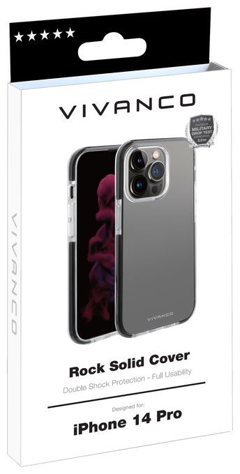 Cover für Apple iPhone 14 Pro (Schwarz, Transparent) Rock Solid 