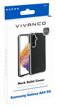 Cover für Samsung Galaxy A54 5G (Schwarz, Transparent) Rock Solid 