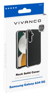 Cover für Samsung Galaxy A34 5G (Schwarz, Transparent) Rock Solid 