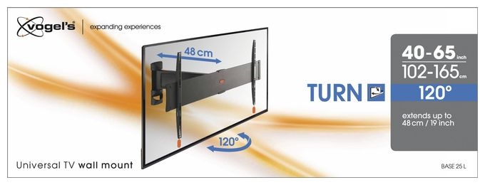 Wand Halterung 120° bis 165,1 cm (65") 45 kg Base 25L 