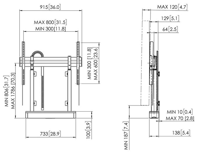 RISE 2005B Motorisierter Display-Boden-Wand-Lift 