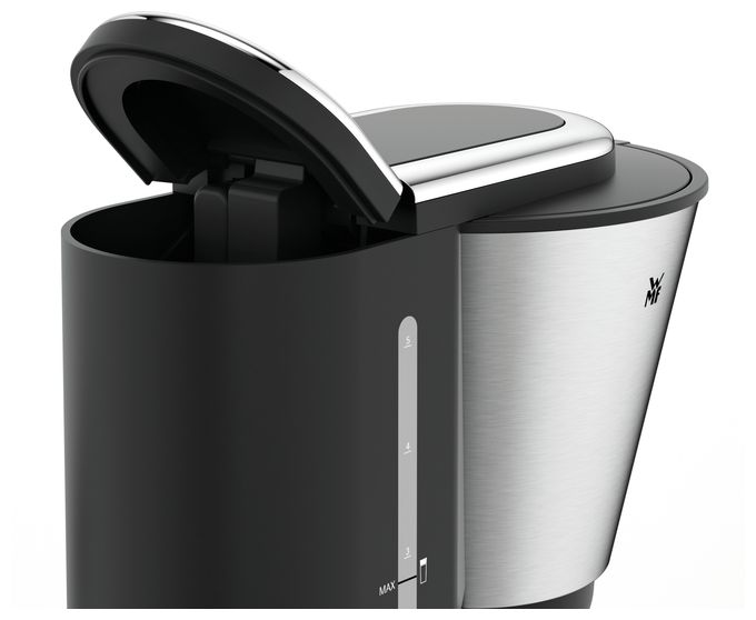 5 Tassen Filterkaffeemaschine 0,6 l  KÜCHENminis Aroma Thermo to go (Schwarz, Chrom) 