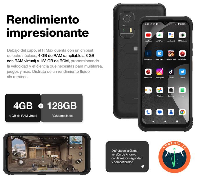 256 GB 4G Smartphone 16,7 cm (6.5 Zoll) 1,6 GHz Android 13 MP Dual Kamera Dual Sim WiFi 5  H Max (Schwarz) 