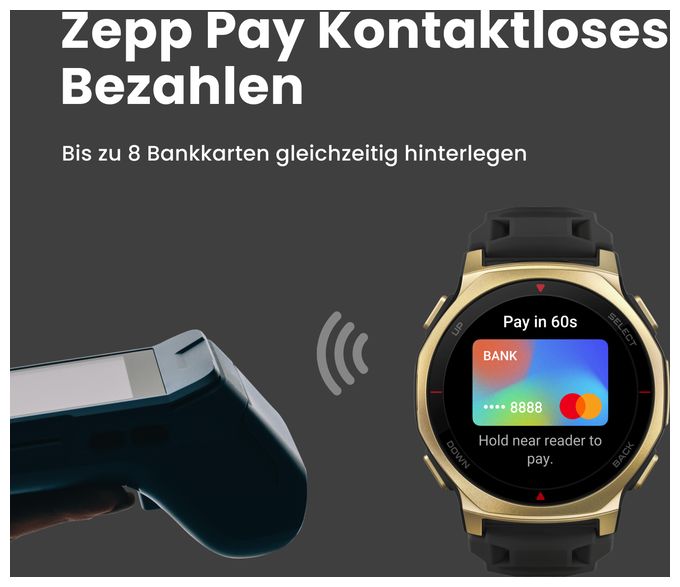 Digital 44 mm Smartwatch Rund 353 ppi  T-Rex 3 Pro (Schwarz) 