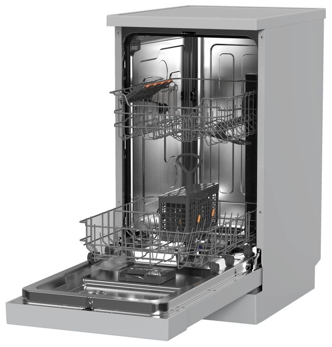 45 cm Geschirrspüler freistehend leise 11 Maßgedecke aquaStop Funktion (Silber) GSP 539 460 
