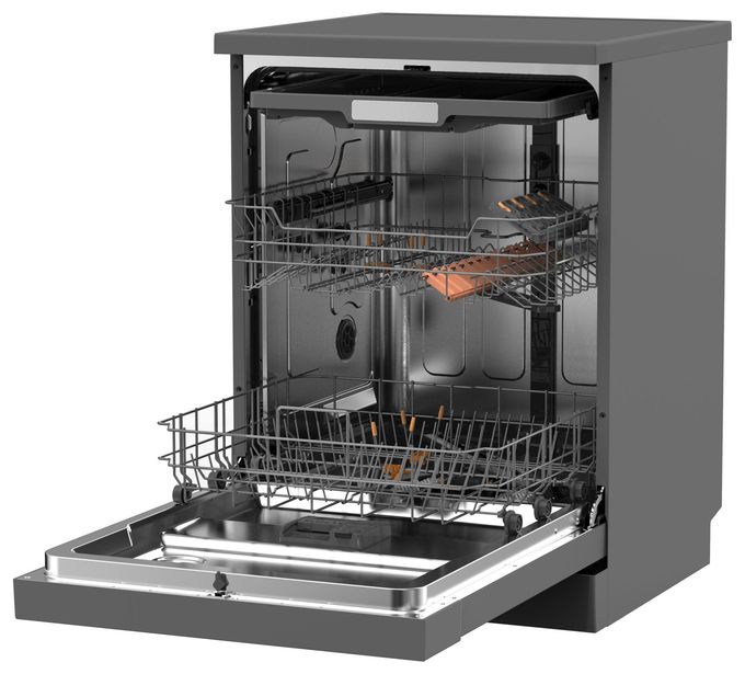 60 cm Geschirrspüler freistehend leise 15 Maßgedecke aquaStop Funktion (Silber) GSP 545 470 