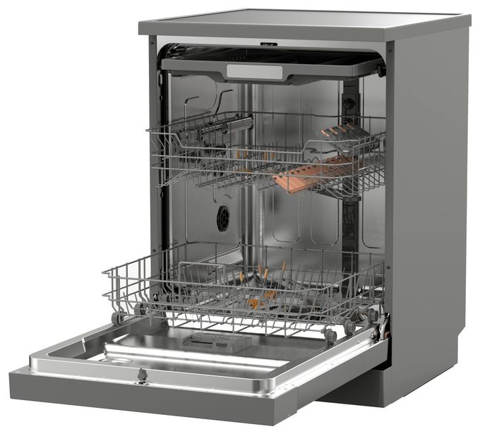 60 cm Geschirrspüler freistehend leise 15 Maßgedecke aquaStop Funktion (Silber) GSP 545 580 E 