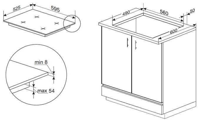 60 cm Induktionskochfeld 4 Kochzonen KMI 754 090 E 