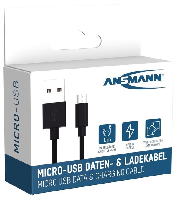 0,48 Gbit/s Stecker Rundkabel USB A auf Micro-USB B 1 m  1700-0129 (Schwarz) 