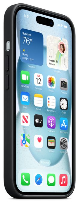 Cover für Apple iPhone 15  Feingewebe Case mit MagSafe (Schwarz) 