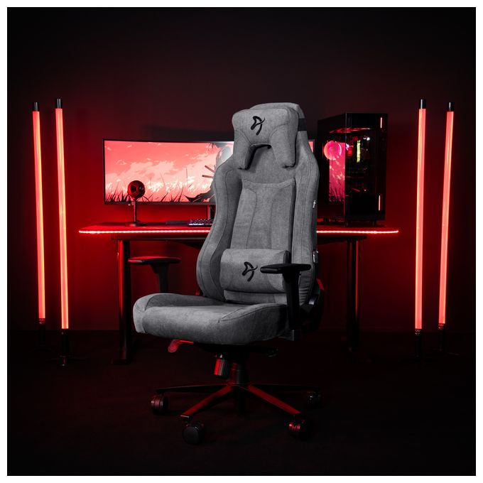 Gamingstuhl bis 145 kg (Grau) Vernazza Soft Fabric 