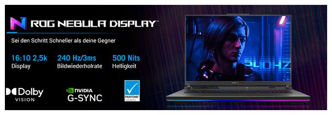 WQXGA Notebook 45,7 cm (18 Zoll) 2560 x 1600 Pixel 1 TB SSD Windows 11 Home AMD Ryzen 9 max. 5,3 GHz  ROG Strix G18 G814PM-S9010W (Grau) 