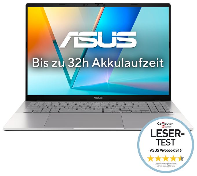 WUXGA Notebook 40,6 cm (16 Zoll) 1920 x 1200 Pixel 1 TB SSD Windows 11 Home Qualcomm Snapdragon max. 3 GHz  Vivobook S16 S3607QA-SH095W (Silber) 
