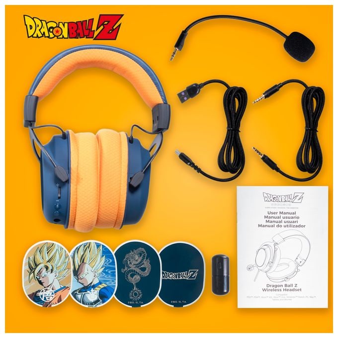 Over Ear Bluetooth Kopfhörer kabelgebunden&kabellos USB Typ-C (Schwarz, Grau, Orange) Wireless Gaming Headset Dragon Ball Z 