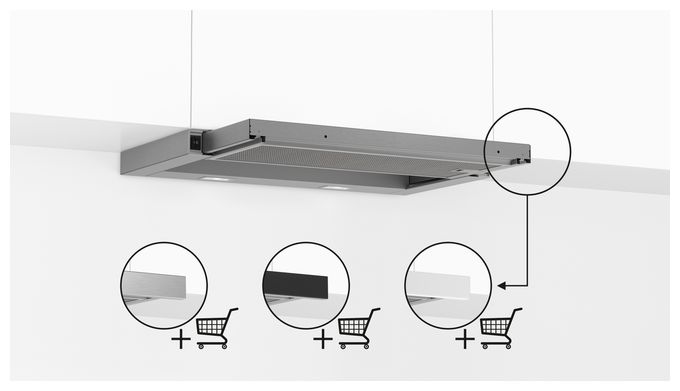 Abluft/Umluft Dunstabzugshaube/Esse Einbau 60 cm (Metallisch, Silber) Serie 2 DFL064W54 