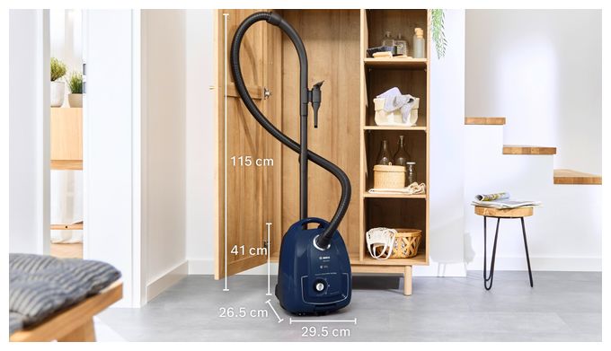 Bodenstaubsauger mit Staubbeutel 600 W PureAir  Serie 4 BGD38BU2 (Blau) 
