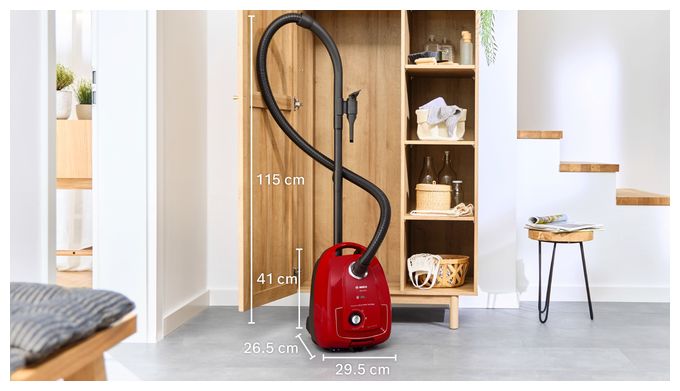 Bodenstaubsauger mit Staubbeutel 600 W Micro  Serie 4 BGD38RD1H (Rot) 