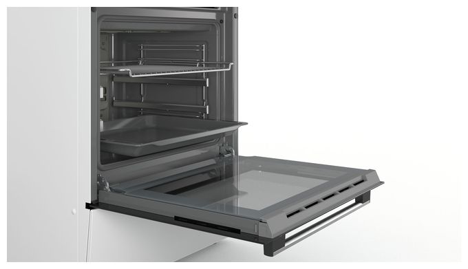 Freistehender Herd Elektro normal Variabler Doppelgrill 7 Beheizungsarten AutoClean mit Glaskeramik Kochfeld Serie 4 HKR39C220 
