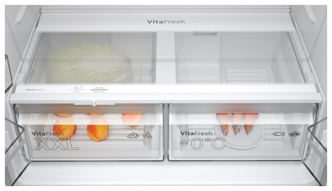 Side-by-Side Kühl-/ Gefrierkombination French Door 405 l / 200 l 333 kWh NoFrost 1830 mm x 905 mm  Serie 4 KFN96VPEA (Edelstahl) 