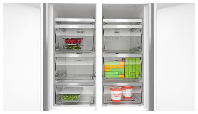 Side-by-Side Kühl-/ Gefrierkombination 324 l / 223 l 322 kWh NoFrost 1895 mm x 855 mm  Serie 4 KMC85LBEA (Schwarz) 