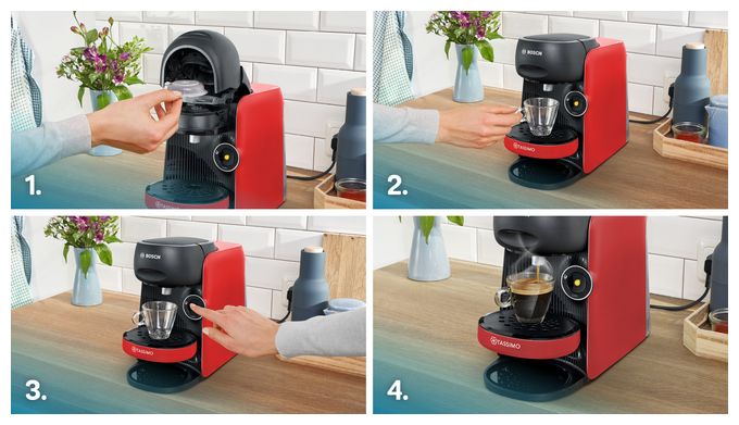 Kaffeekapsel Maschine  TAS163E Tassimo Finesse (Schwarz, Rot) 