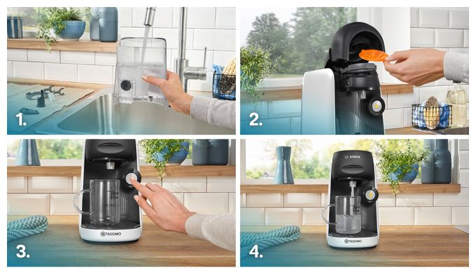 Kaffeekapsel Maschine  TAS1640 Tassimo Finesse Classic (Schwarz, Weiß) 