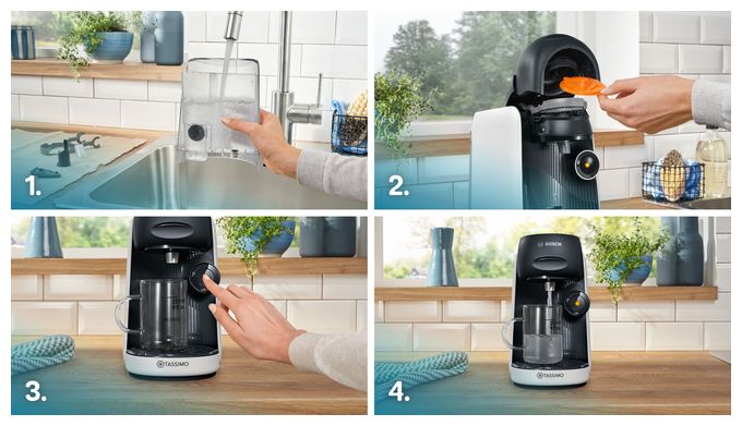 Kaffeekapsel Maschine  TAS164E Tassimo Finesse (Schwarz, Weiß) 