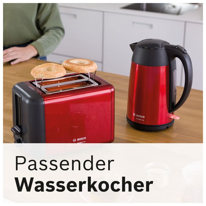 Toaster 970 W 2 Scheibe(n)  TAT3P424DE DesignLine (Schwarz, Rot) 