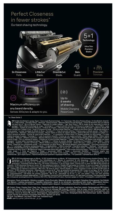 Nass&Trocken Rasierer Lithium-Ion (Li-Ion) 60 min Series 9 Pro+ 9625s 