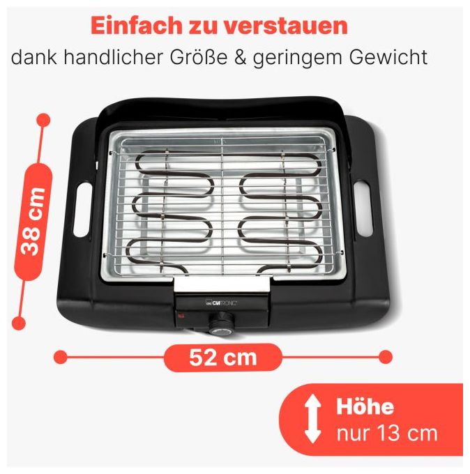 1 Zone(n) 2000 W  BQS3842 2 in 1 Stand und Tischgrill (Schwarz) 